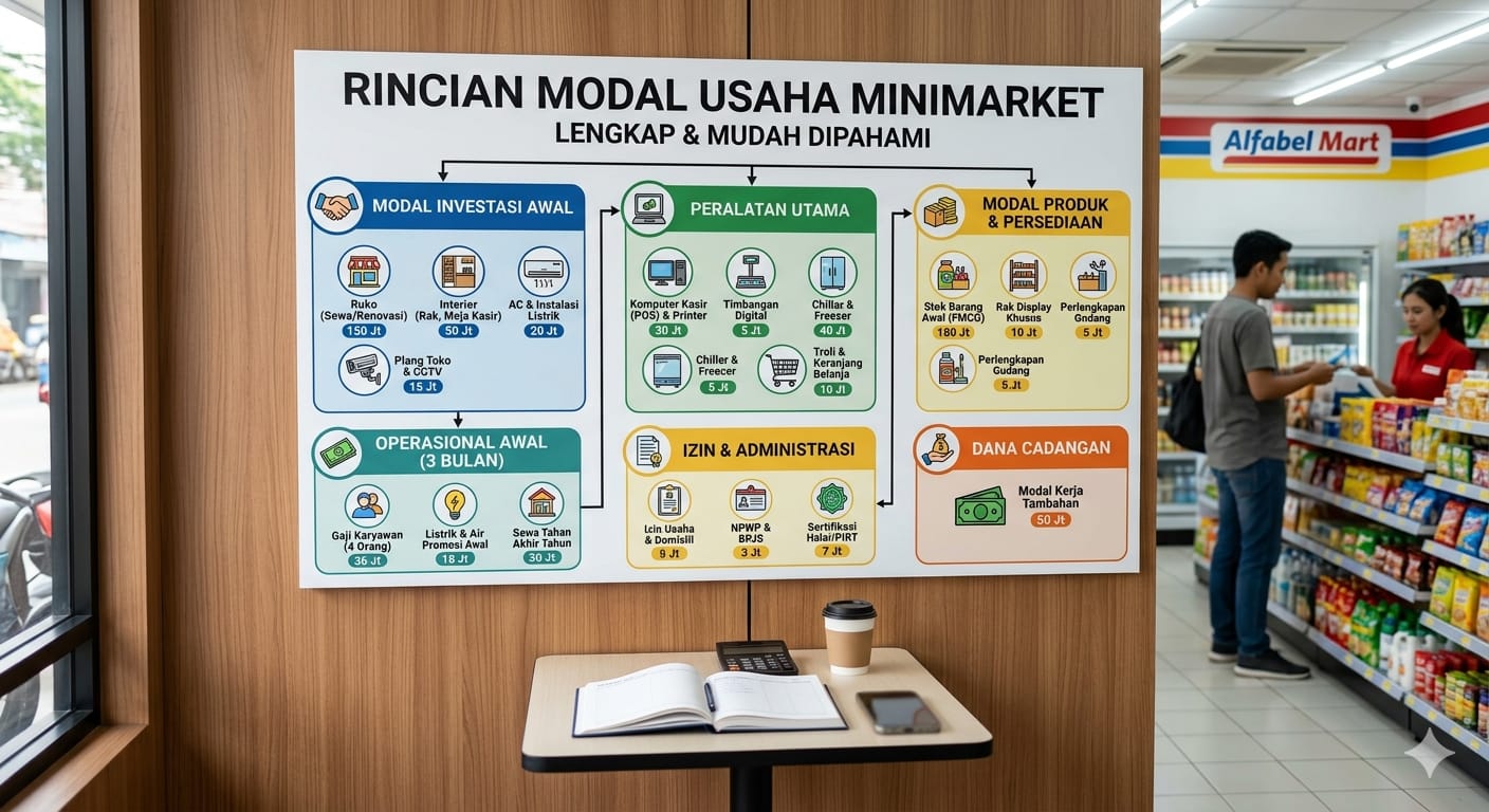 Rincian Modal Usaha Minimarket, Lengkap & Mudah Dipahami