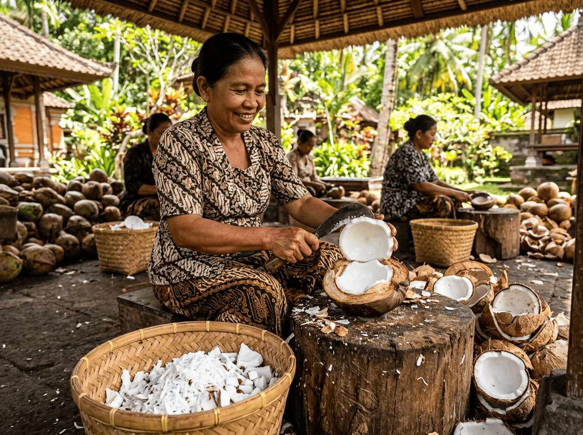 cara memisahkan daging kelapa