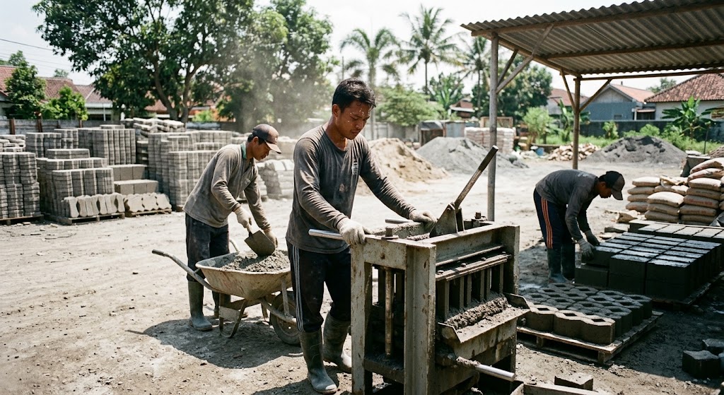 Proses Mencetak Batako Beton Lebih Cepat